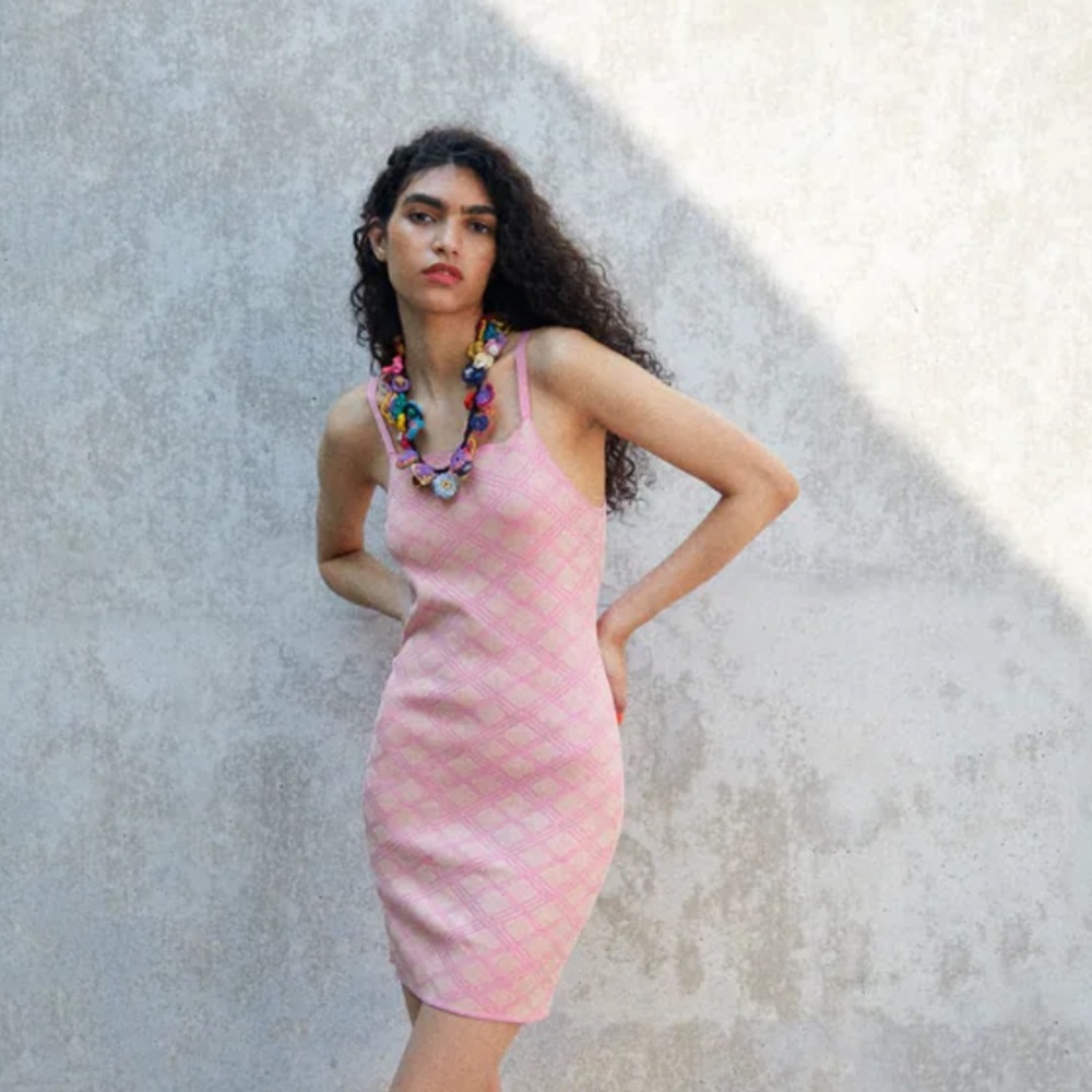 NWT Zara Diamond Pattern Knit Dress